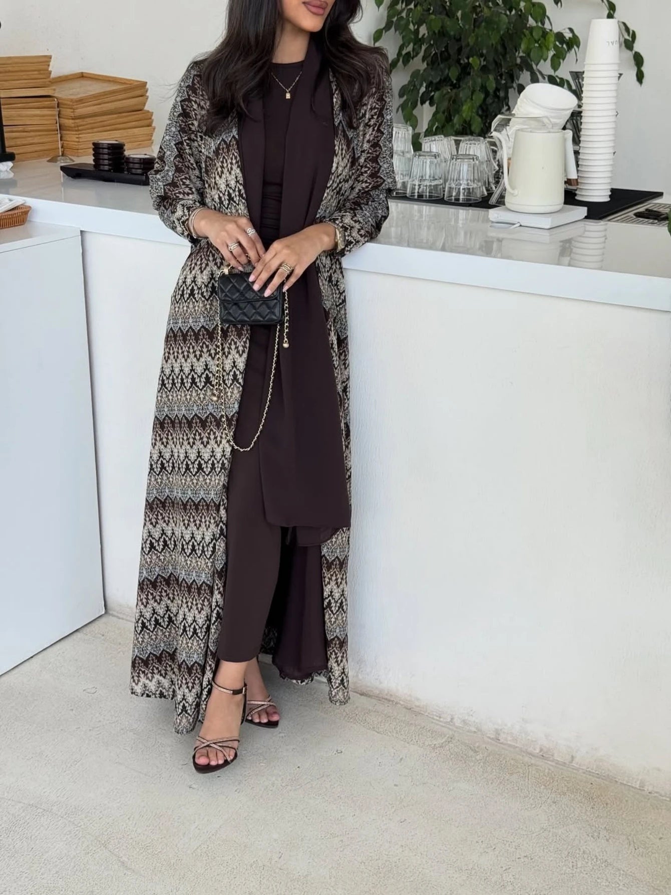 Middle Eastern Muslim Women Abayas Islamic Kaftans Vintage Maxi Dresses Full Sleeve Loose Jilbabs Open Front Abaya+Hajib 2pcs