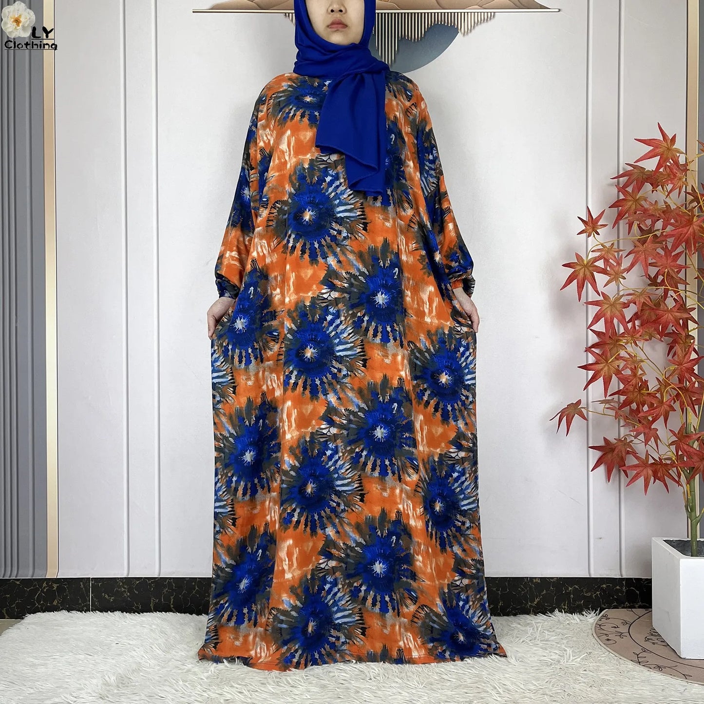 New Muslim Abayas Ramadan For Women Long Sleeves Dress Dubai Islam Loose Cotton Prayer Garment African Abaya Dress Connect Hijab