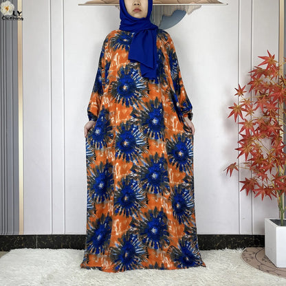 New Muslim Abayas Ramadan For Women Long Sleeves Dress Dubai Islam Loose Cotton Prayer Garment African Abaya Dress Connect Hijab