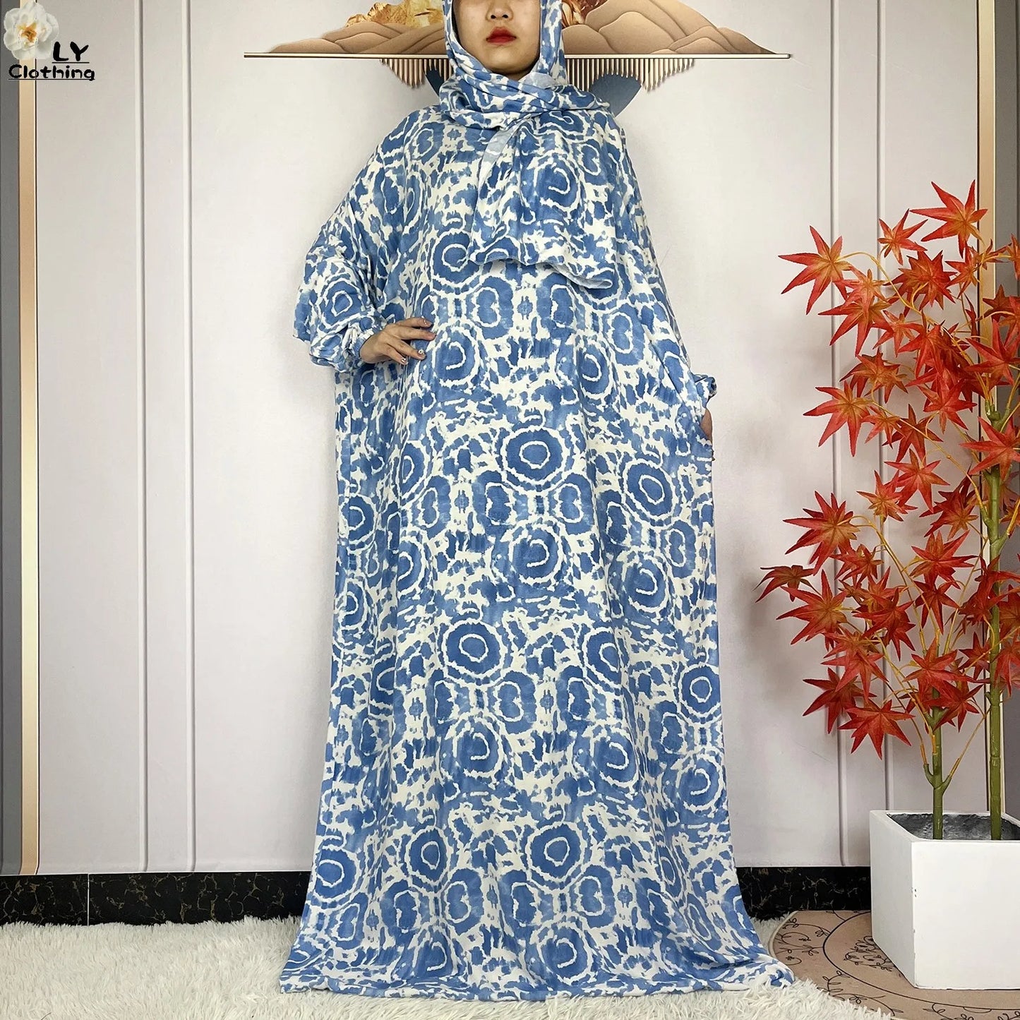 New Muslim Abayas Ramadan For Women Long Sleeves Dress Dubai Islam Loose Cotton Prayer Garment African Abaya Dress Connect Hijab