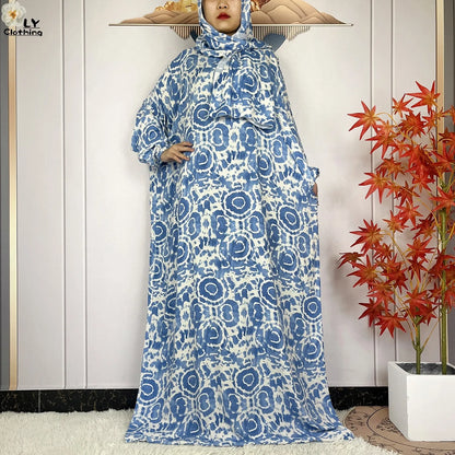 New Muslim Abayas Ramadan For Women Long Sleeves Dress Dubai Islam Loose Cotton Prayer Garment African Abaya Dress Connect Hijab