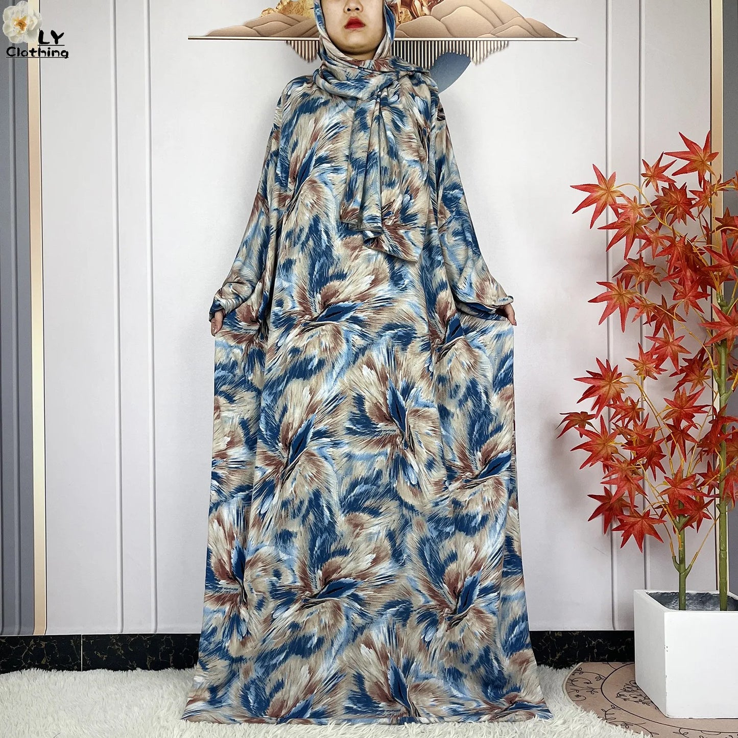 New Muslim Abayas Ramadan For Women Long Sleeves Dress Dubai Islam Loose Cotton Prayer Garment African Abaya Dress Connect Hijab
