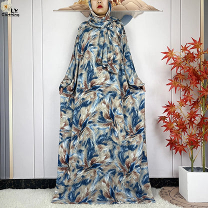 New Muslim Abayas Ramadan For Women Long Sleeves Dress Dubai Islam Loose Cotton Prayer Garment African Abaya Dress Connect Hijab