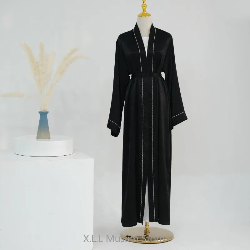 Long Loose Embroider White Open Kimono Abayas Kaftan Turkey Solid Color Islamic Green Abaya Dubai Luxury Women Prayer Clothing