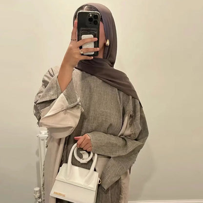 Open Abaya Kimono Luxury Two Tone Frayed Muslim Hijab Dress Abayas for Women Dubai 2025 Ramadan Turkish Islamic Clothing Kaftan