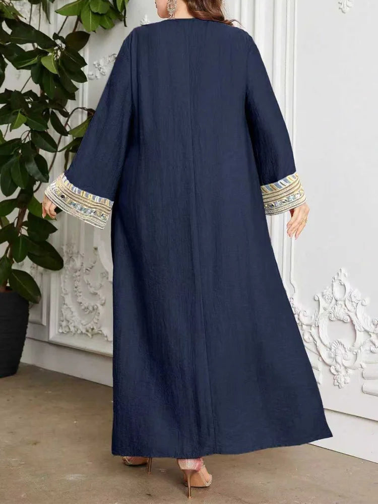 GIBSIE Plus Size Ethnic Style Square Neck Abaya Dress Women Spring 2026 New Casual Maxi Dress Turkey Kaftan Islamic Clothing