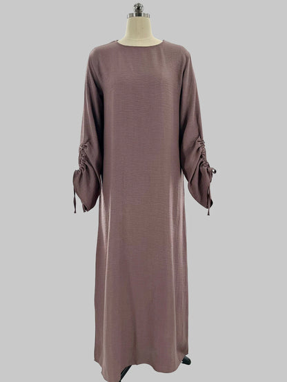 Islamic Modest Dress for Women Abaya Lace-up Sleeve Morocco Casual Ramadan Vestidos Prayer Kaftan Dubai Muslim Long Robe