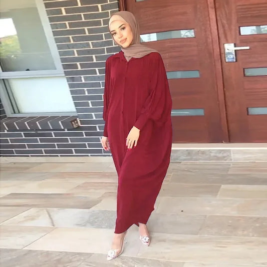 Women Batwing Sleeve Dress Muslim Abaya Ramadan Eid Prayer Garment Islam Clothing Kaftan Arab Robe Gown Caftan Kebaya Jalabiya