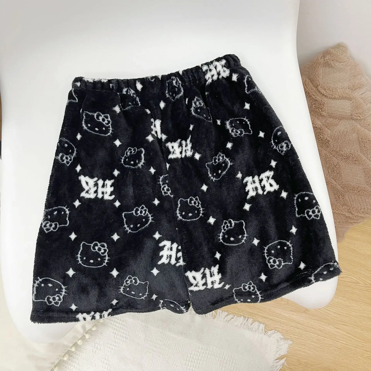 Christmas Sanrio Hello Kitty Pajamas Halloween Flannel Fashion Trouserswomen Kawaii Woolen Anime Cartoon Casual Home Pant Autumn