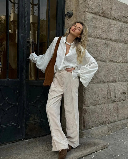 2026 Spring New Oversize White Shirt Women Long Sleeve Button up Minimalist 100% Cotton Shirt Female Chic Loose Tunic Blouses