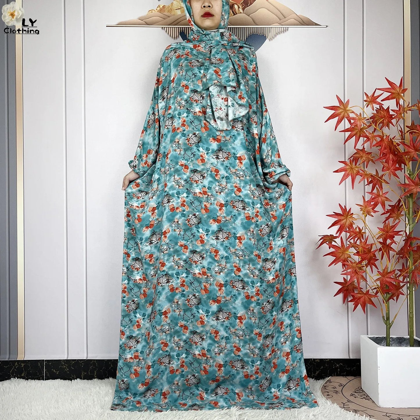 New Muslim Abayas Ramadan For Women Long Sleeves Dress Dubai Islam Loose Cotton Prayer Garment African Abaya Dress Connect Hijab