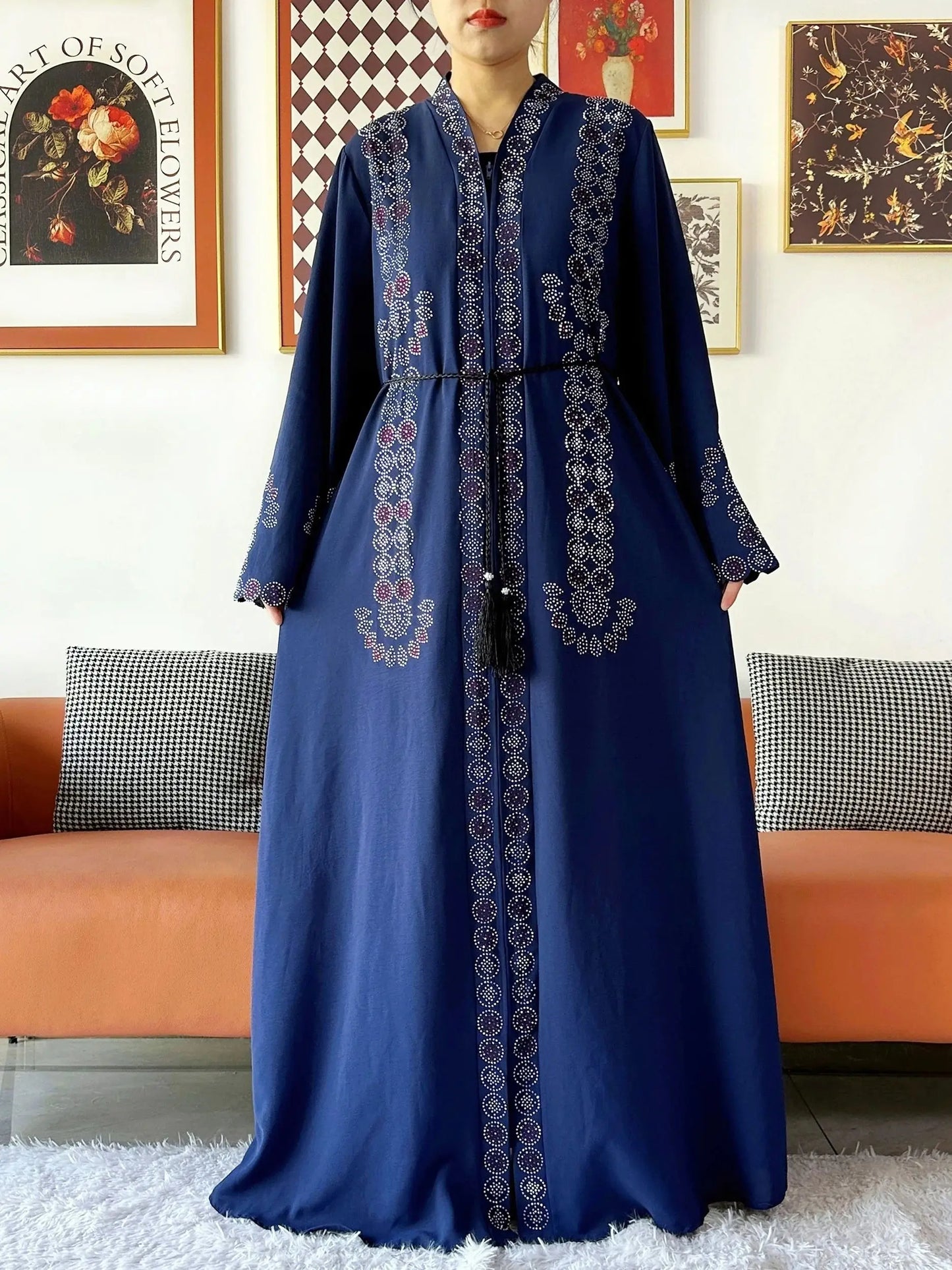 2025 Women Elegant Party Dress Chiffon Open Zipper Loose Abaya Muslim Women Dress Islamic Clothing Cardigan Abaya Muslim Dress