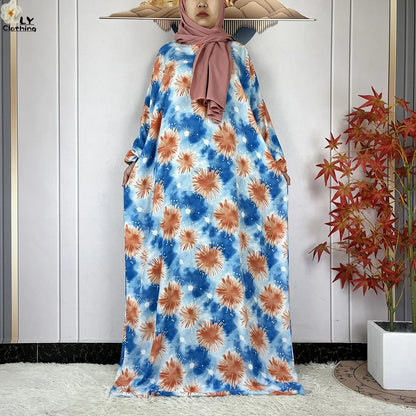 New Muslim Abayas Ramadan For Women Long Sleeves Dress Dubai Islam Loose Cotton Prayer Garment African Abaya Dress Connect Hijab