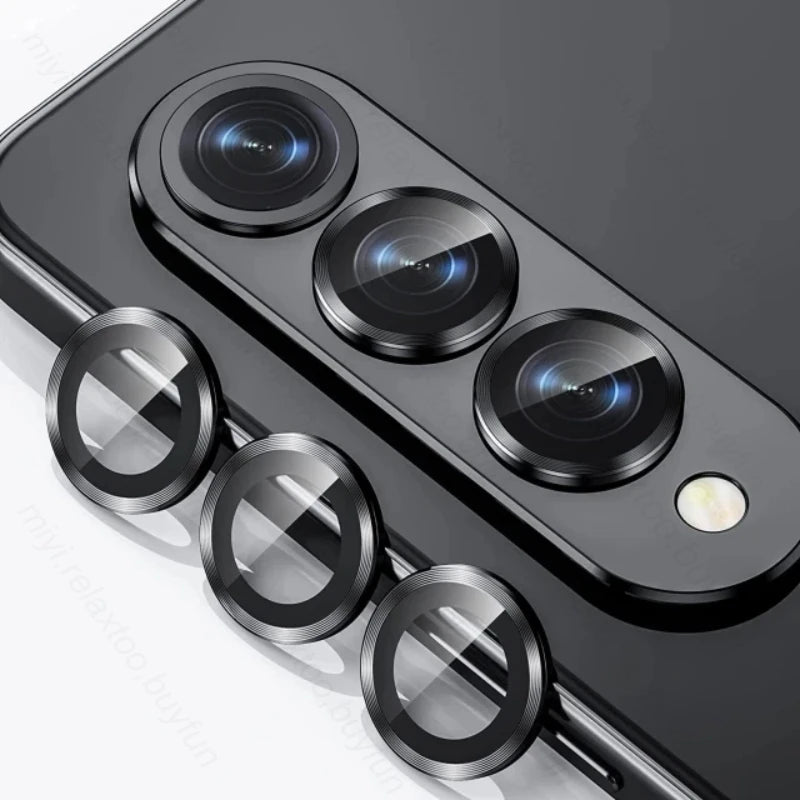 9D Tremp Glass Metal Ring Lens Cap For Samsung Galaxy Z Fold6 5G Back Camera Protector Cover SamsungZFold6 Samsungs Fold 6 2024
