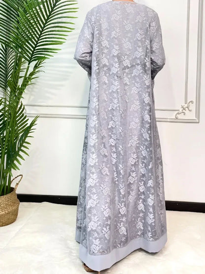 Lace Abaya 2 Piece Set Inner Dress Women Flare Sleeve Long Abayas Kaftan Djellaba Dubai Party Vestidos 2026