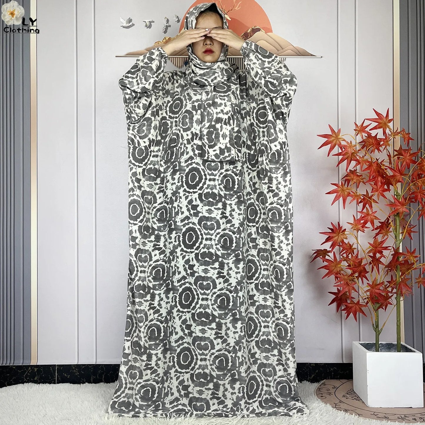 New Muslim Abayas Ramadan For Women Long Sleeves Dress Dubai Islam Loose Cotton Prayer Garment African Abaya Dress Connect Hijab