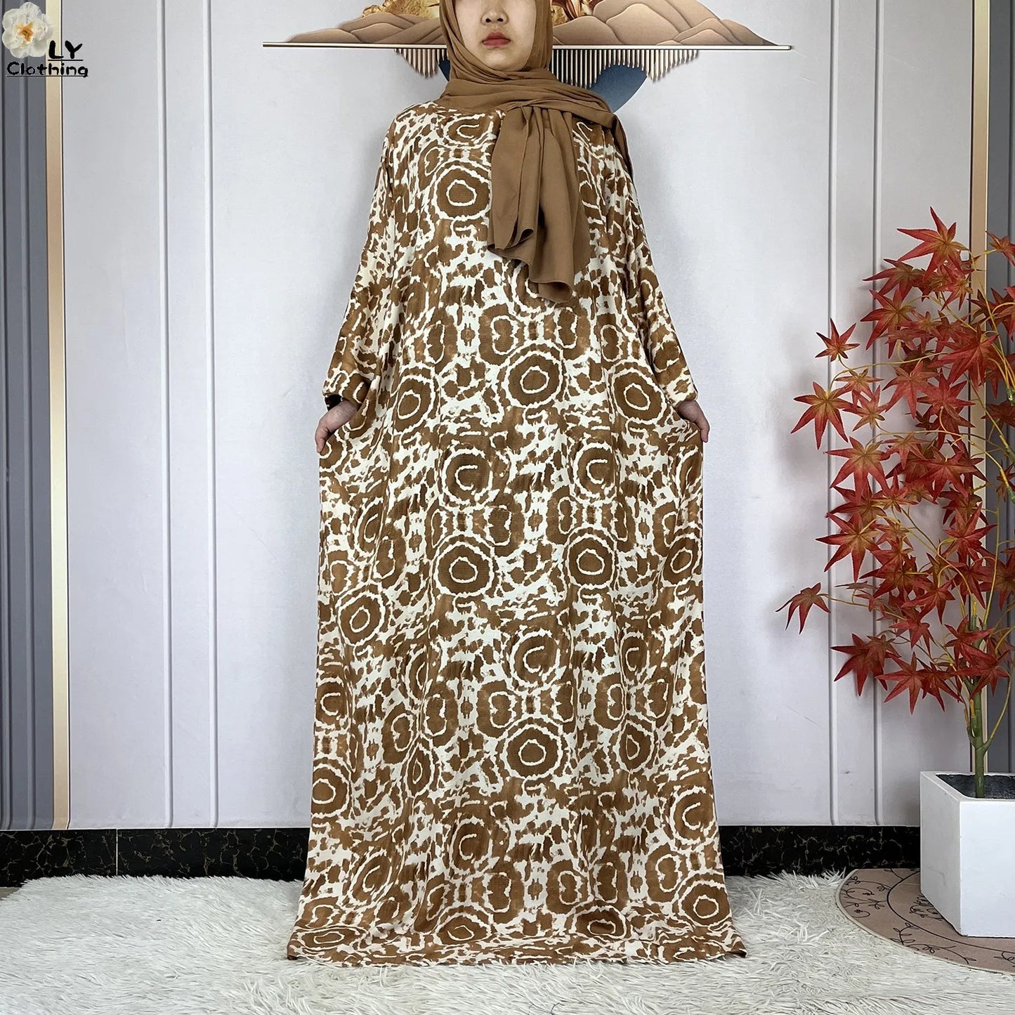New Muslim Abayas Ramadan For Women Long Sleeves Dress Dubai Islam Loose Cotton Prayer Garment African Abaya Dress Connect Hijab
