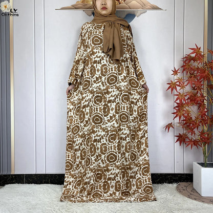 New Muslim Abayas Ramadan For Women Long Sleeves Dress Dubai Islam Loose Cotton Prayer Garment African Abaya Dress Connect Hijab