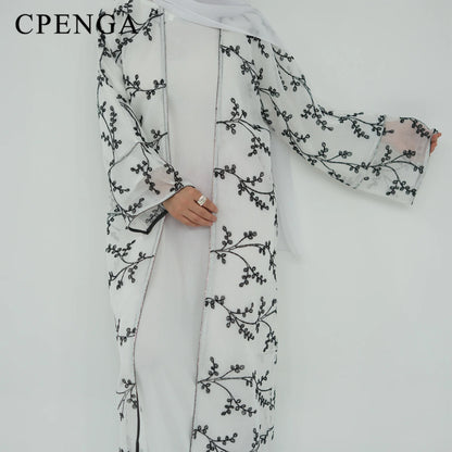 Luxury Embroidered Dubai Abaya Dress with Inner Elegant Arabic Women Party Jalabiya Eid Muslim Church Clothing New Turkey Kaftan