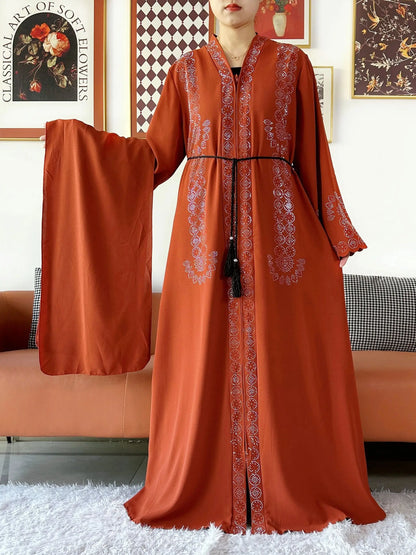 2025 Women Elegant Party Dress Chiffon Open Zipper Loose Abaya Muslim Women Dress Islamic Clothing Cardigan Abaya Muslim Dress