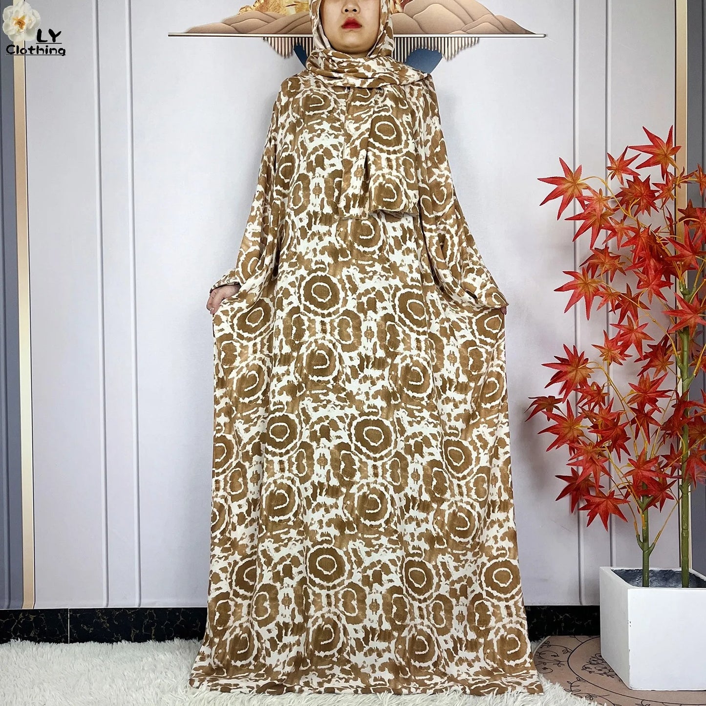 New Muslim Abayas Ramadan For Women Long Sleeves Dress Dubai Islam Loose Cotton Prayer Garment African Abaya Dress Connect Hijab