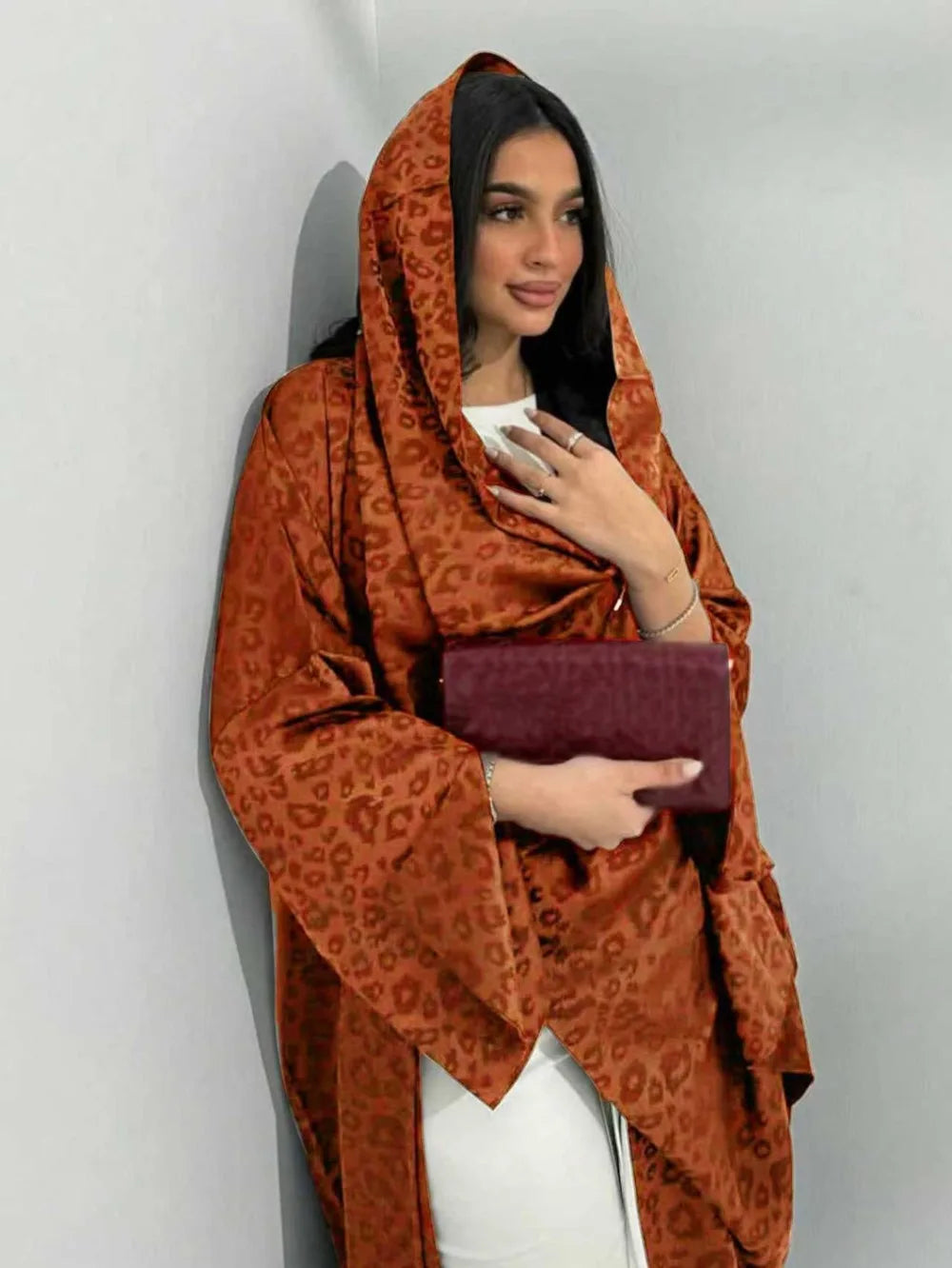 Middle Eastern Loose Abaya Muslim Women Full Sleeve Printed Abayas Casual Kaftans Jilbabs Ethnic Islamic Maxi Dresses With Hajib