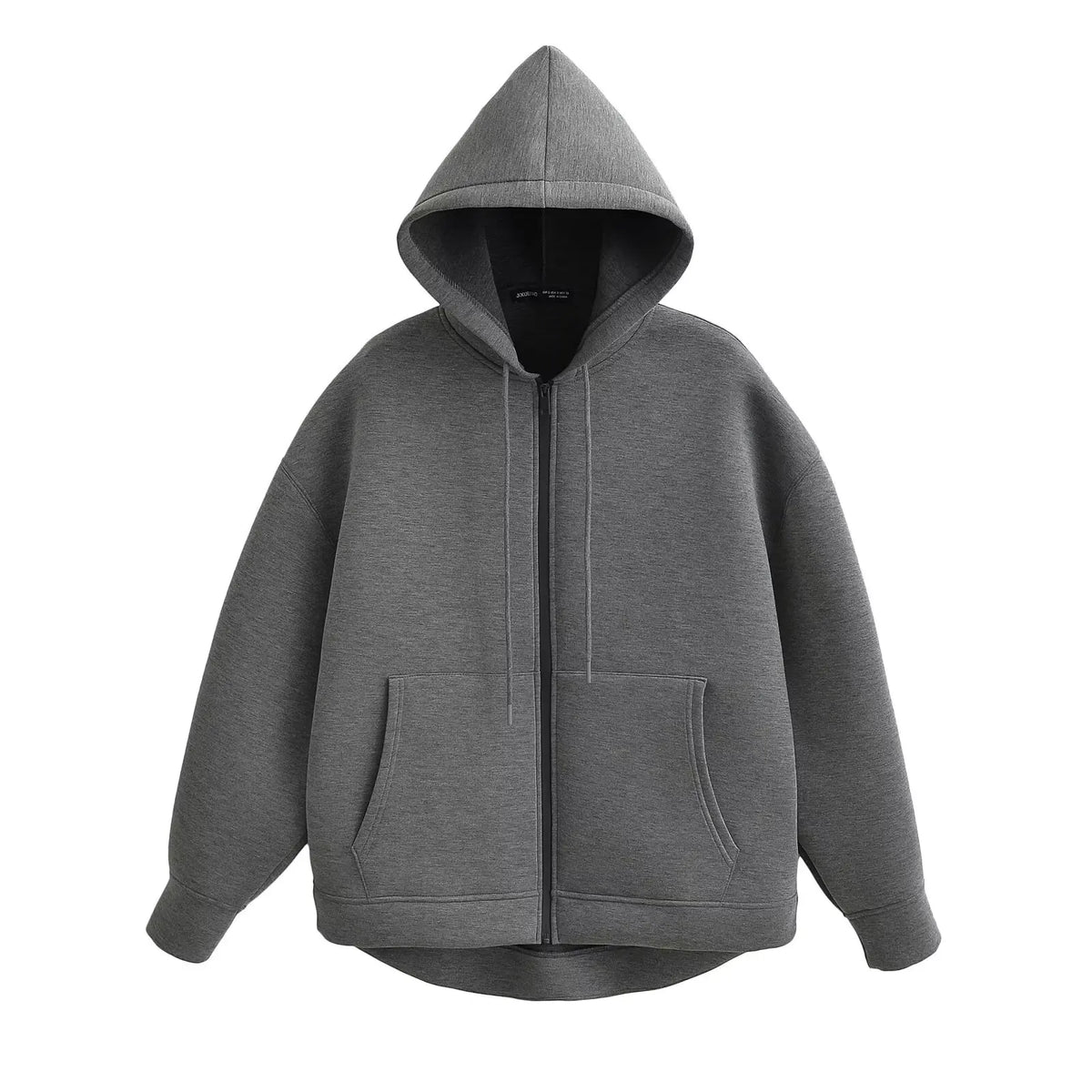 HH Autumn Winter Women's Zipper Hoodie Coat High Street Double Pockets Oversize Jakcet Loose Sweatshirts Outerwear Top