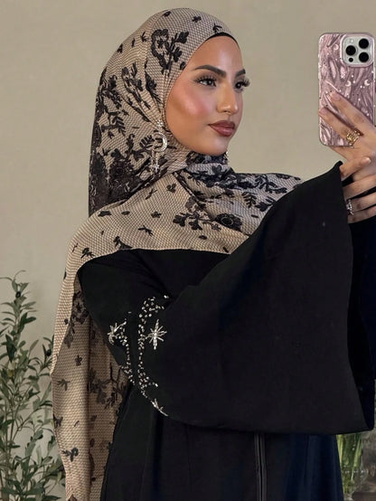 1Pcs Watercolor Print Hijab Women Bohemian Soft Islam Ramadan Muslim Hijabs Foulard Femme Shawl Wrap Scarf Headscarf