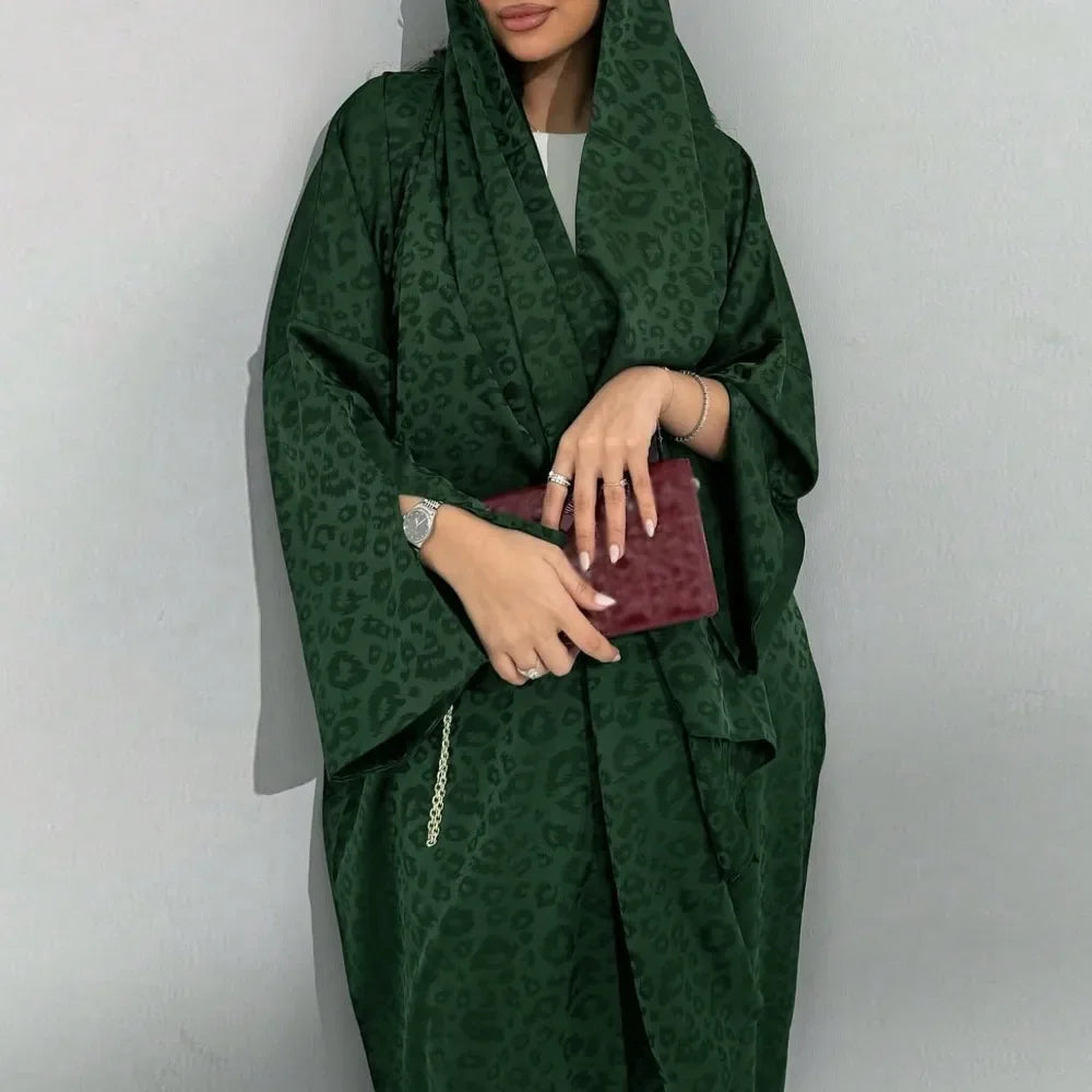 Middle Eastern Loose Abaya Muslim Women Full Sleeve Printed Abayas Casual Kaftans Jilbabs Ethnic Islamic Maxi Dresses With Hajib