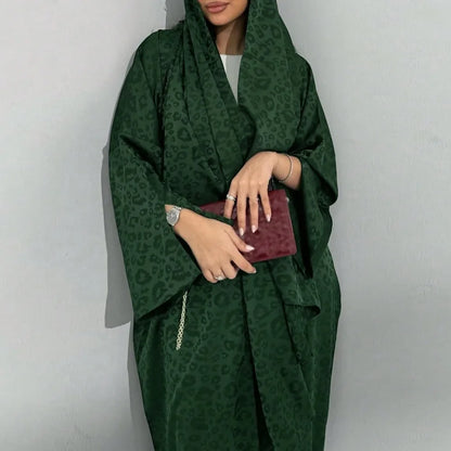 Middle Eastern Loose Abaya Muslim Women Full Sleeve Printed Abayas Casual Kaftans Jilbabs Ethnic Islamic Maxi Dresses With Hajib