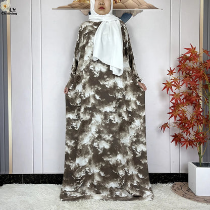 New Muslim Abayas Ramadan For Women Long Sleeves Dress Dubai Islam Loose Cotton Prayer Garment African Abaya Dress Connect Hijab