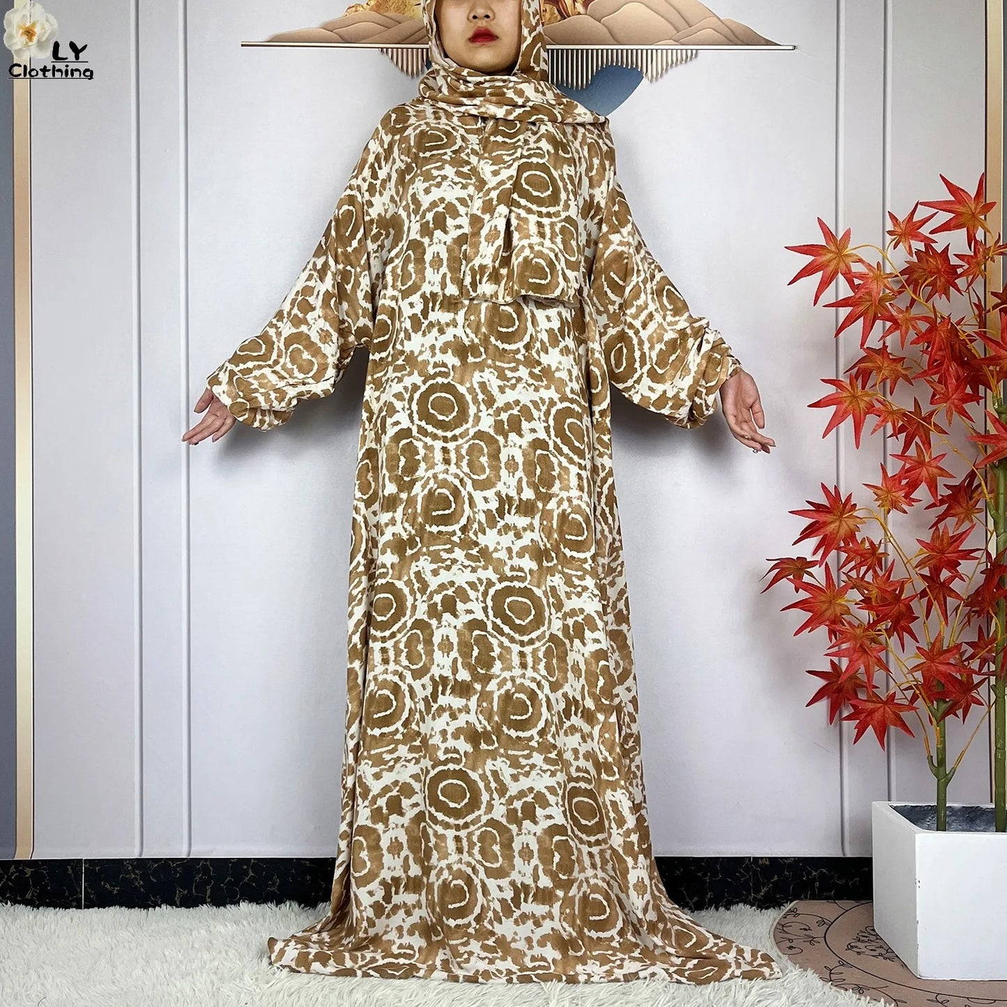 New Muslim Abayas Ramadan For Women Long Sleeves Dress Dubai Islam Loose Cotton Prayer Garment African Abaya Dress Connect Hijab