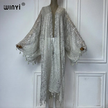 WINYI africa outfit kimono new in coats & jackets beach cover up maxi dress cardigans beach wear women 2024 abaya dubai luxury