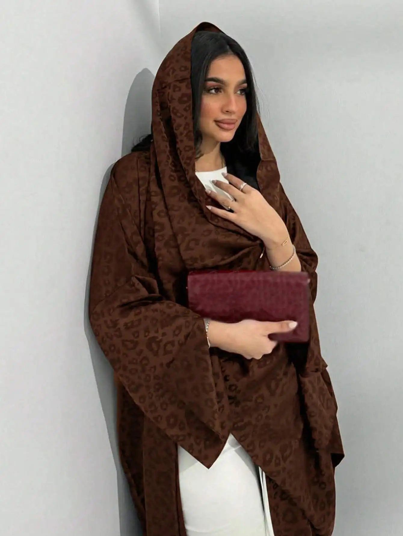 Middle Eastern Loose Abaya Muslim Women Full Sleeve Printed Abayas Casual Kaftans Jilbabs Ethnic Islamic Maxi Dresses With Hajib
