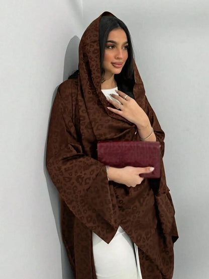 Middle Eastern Loose Abaya Muslim Women Full Sleeve Printed Abayas Casual Kaftans Jilbabs Ethnic Islamic Maxi Dresses With Hajib
