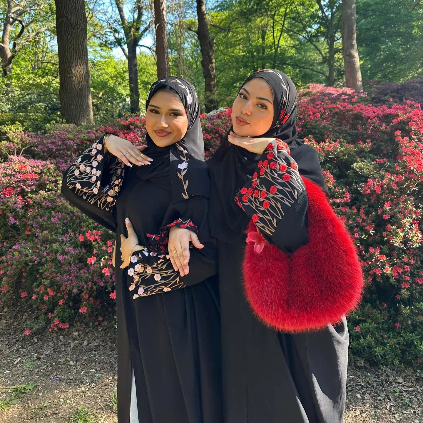 Islamic Clothes Black Flower Embroidery Abayas for Women Dubai Cardigan Muslim Saudi Open Abaya Kimono Luxury Hijab Dress Kaftan