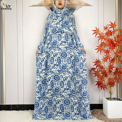 New Muslim Abayas Ramadan For Women Long Sleeves Dress Dubai Islam Loose Cotton Prayer Garment African Abaya Dress Connect Hijab