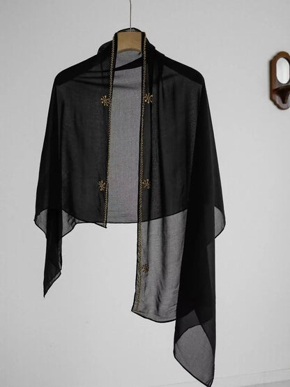 Luxury Abaya Embroidered Sequin Evening Abaya Long Sleeve Modest Abaya Middle Eastern Black Gown Hijab Friendly Party Wear