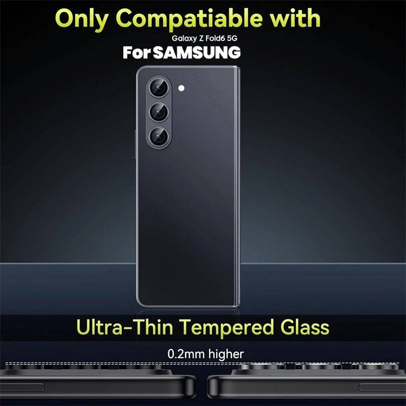 9D Tremp Glass Metal Ring Lens Cap For Samsung Galaxy Z Fold6 5G Back Camera Protector Cover SamsungZFold6 Samsungs Fold 6 2024