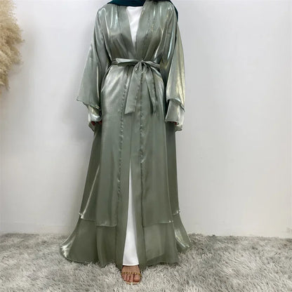 Kimono Abayas for Women Modest Muslim Dress Moroccan Dubai Open Abaya Satin Eid Jalabiya Turkey Kaftan Ramadan Islam Clothing