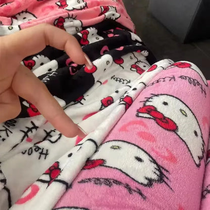 Christmas Sanrio Hello Kitty Pajamas Halloween Flannel Fashion Trouserswomen Kawaii Woolen Anime Cartoon Casual Home Pant Autumn