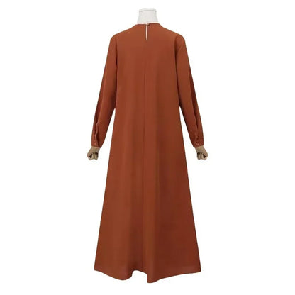 Solid Loose Abaya For Women Casual Elegant Long Sleeve Long Dress Simple Muslim Dress Women Modest Islamic Clothing EID Ramadan