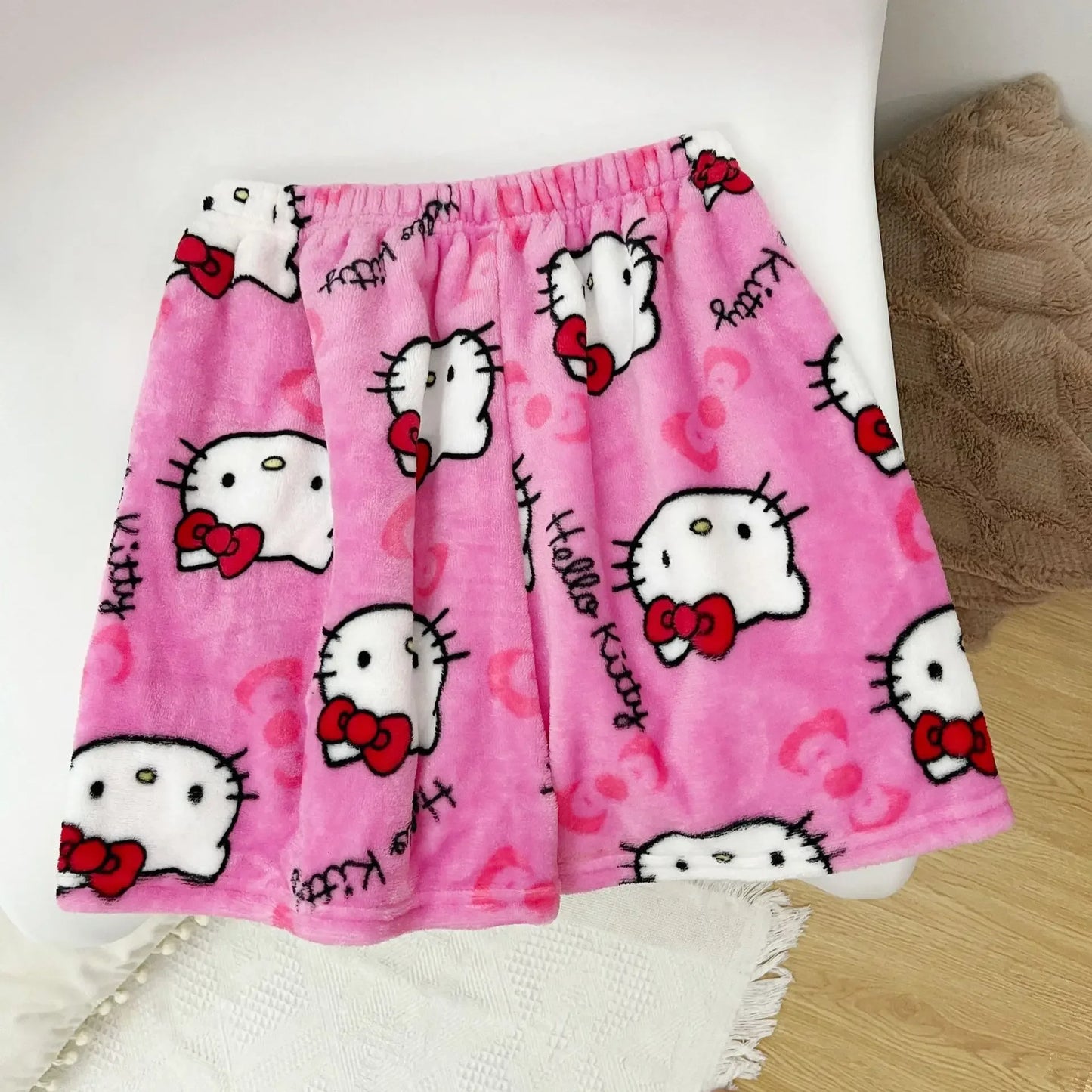 Christmas Sanrio Hello Kitty Pajamas Halloween Flannel Fashion Trouserswomen Kawaii Woolen Anime Cartoon Casual Home Pant Autumn