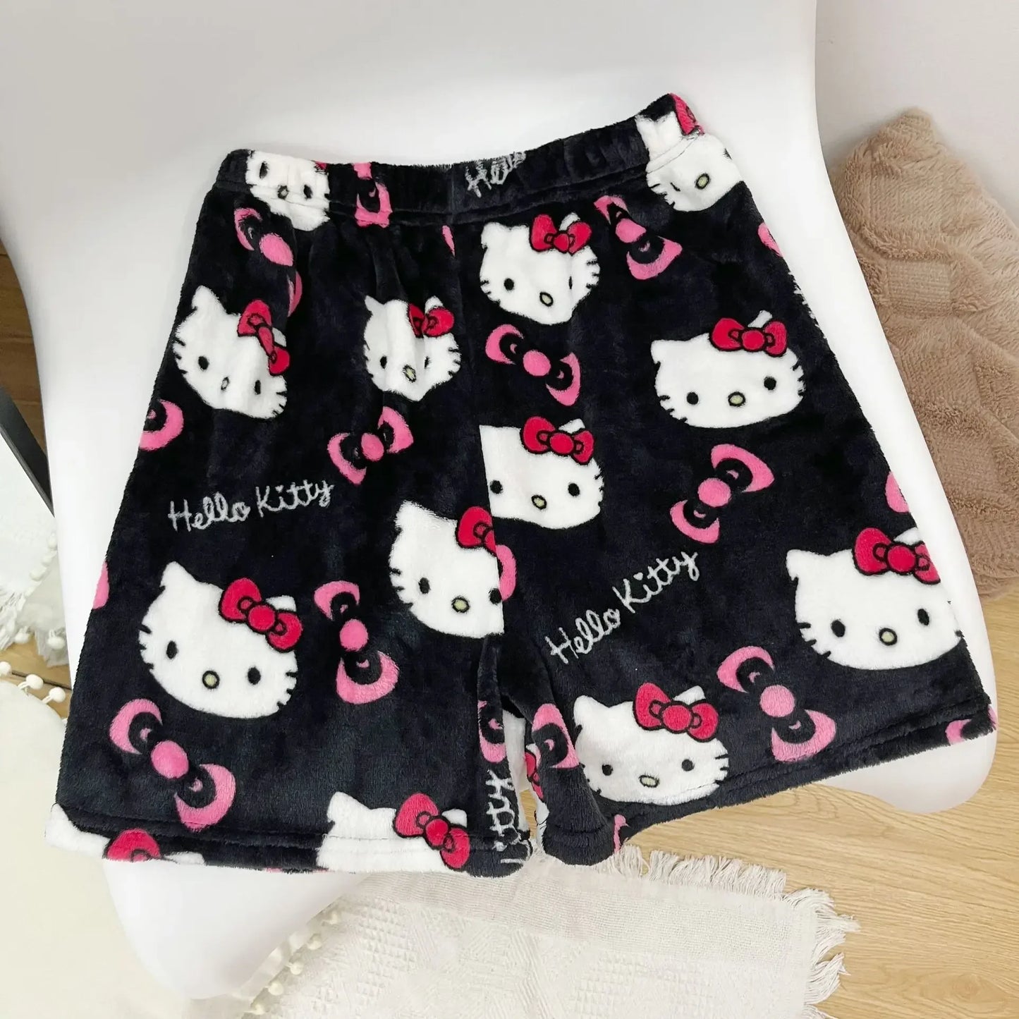 Christmas Sanrio Hello Kitty Pajamas Halloween Flannel Fashion Trouserswomen Kawaii Woolen Anime Cartoon Casual Home Pant Autumn