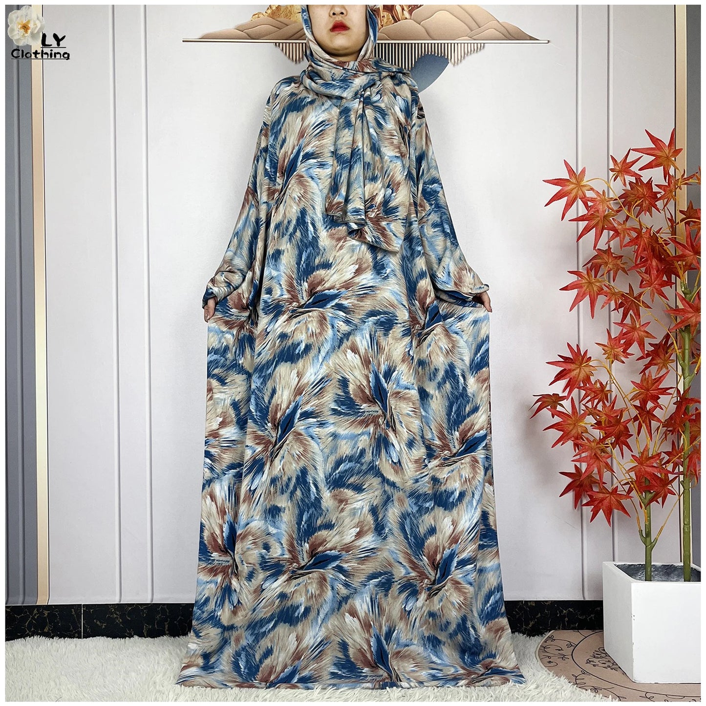 New Muslim Abayas Ramadan For Women Long Sleeves Dress Dubai Islam Loose Cotton Prayer Garment African Abaya Dress Connect Hijab