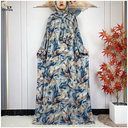 New Muslim Abayas Ramadan For Women Long Sleeves Dress Dubai Islam Loose Cotton Prayer Garment African Abaya Dress Connect Hijab