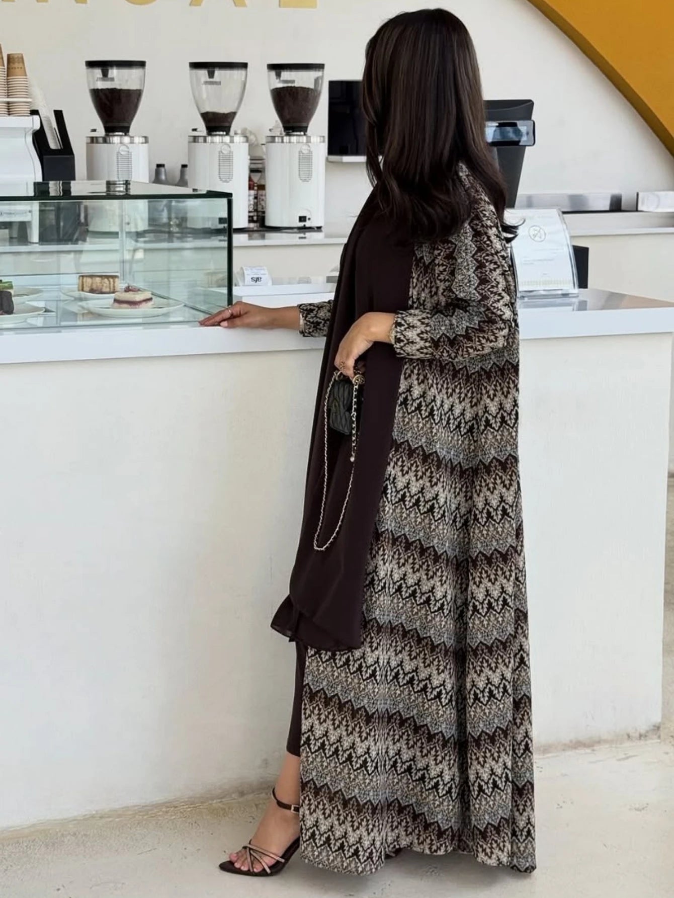 Middle Eastern Muslim Women Abayas Islamic Kaftans Vintage Maxi Dresses Full Sleeve Loose Jilbabs Open Front Abaya+Hajib 2pcs