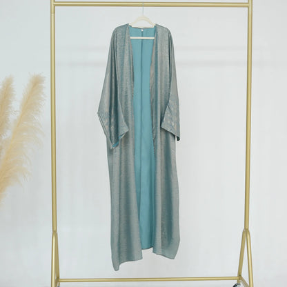 Fashion Shiny Abayas for Women Muslim Kimono Open Cardigan Dubai Kaftan Turkey Robe Arab Kebaya Islam Clothing Ramadan Eid Dress