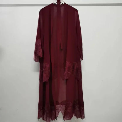 Maxi Dre Kimono Cardigan Flower Abaya Dubai Turkey Kaftan Islamic Clothing Arab Robe Gown