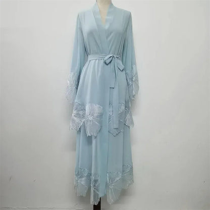 Maxi Dre Kimono Cardigan Flower Abaya Dubai Turkey Kaftan Islamic Clothing Arab Robe Gown